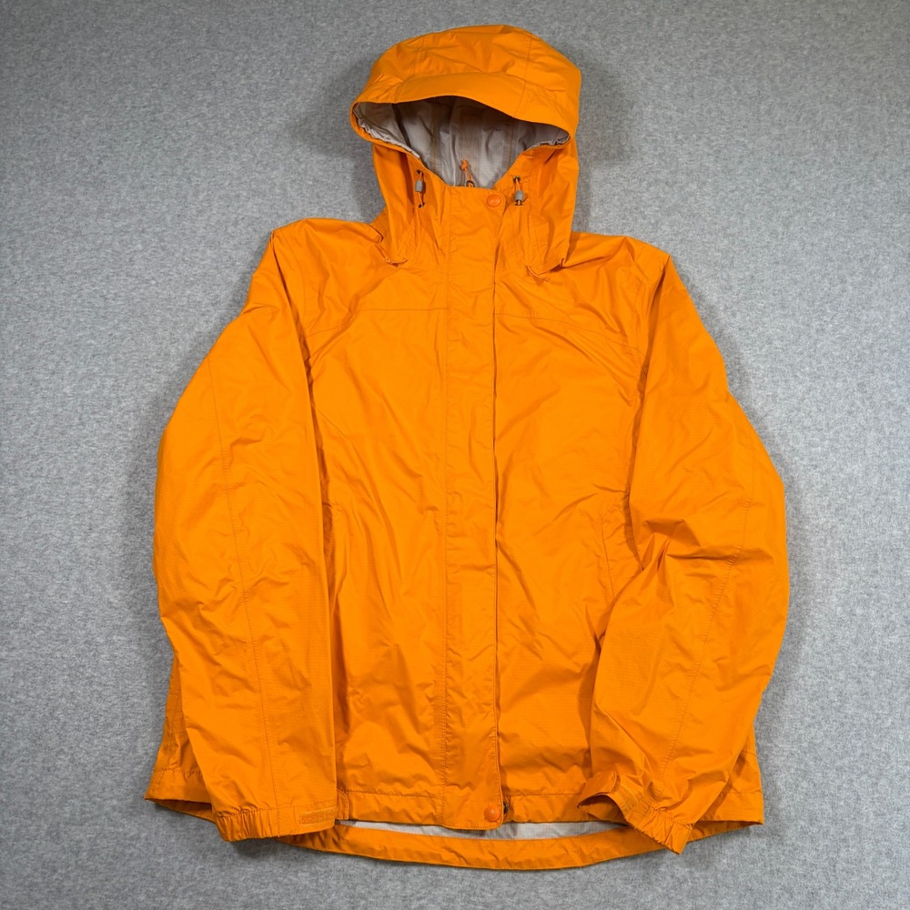 LL Bean Trail Model Rain Jacket Women's Large Orange Hooded Waterproof OKBH1
